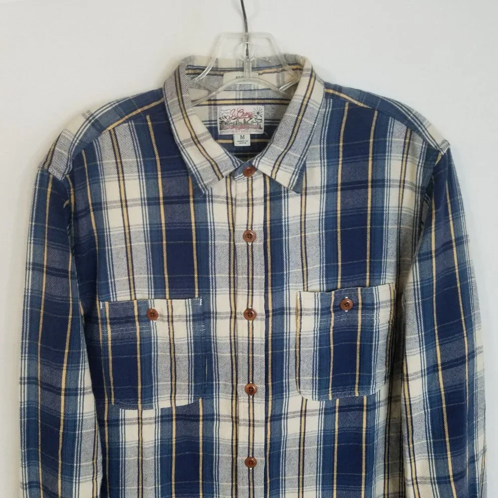 J Crew Midweight Plaid Flannel Shirt Slim Fit Mens‎ Size Medium